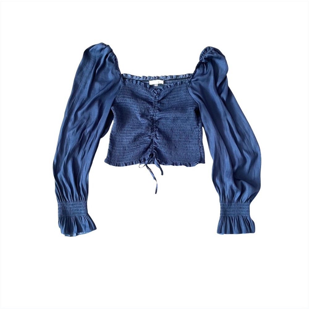 Blush J Dark Blue Long Sleeved Women’s Crop Top Cinched Size L